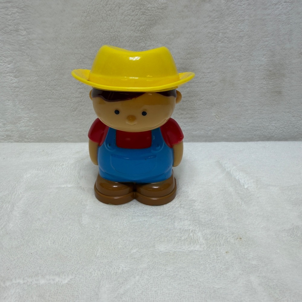 Fisher Price Little People Farmer Figure Yellow Hat Blue Overalls Red Shirt Toy
